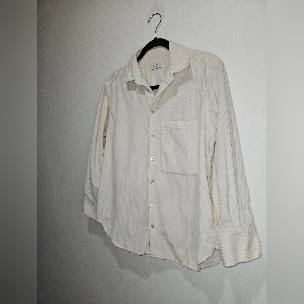 AYR Cream Shacket Corduroy Button Front Shirt Long Sleeve All Year Round XS - Picture 6 of 15